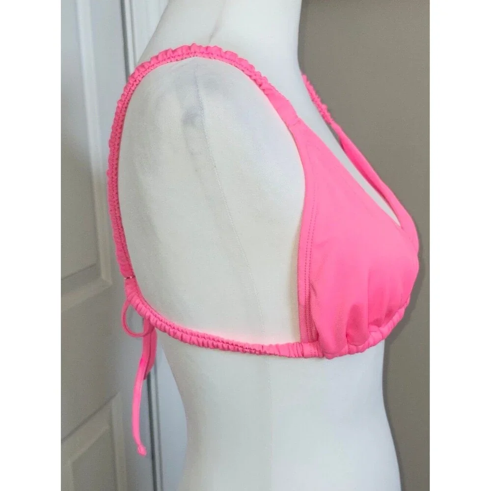 Wild Fable Hot Pink Ruched Padded String Bikini Top, Large